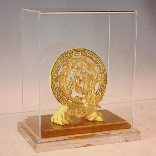 廠家直銷 商務(wù)精品 絨沙金工藝品 黃金禮品擺件 龍鳳呈祥