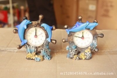 【海豚時鐘 樹脂時鐘工藝品 小鬧鐘工藝品 9648】價格,廠家,圖片,塑料、樹脂工藝品,福建省德化縣利源陶瓷-